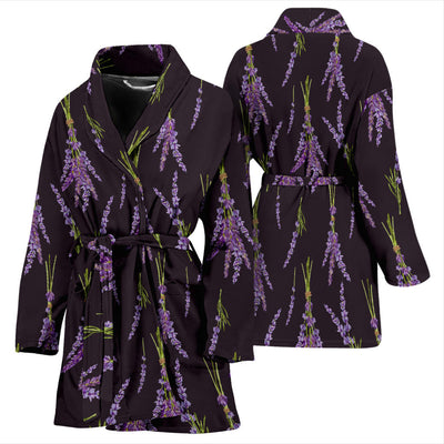 Lavender Pattern Print Design LV05 Women Bathrobe