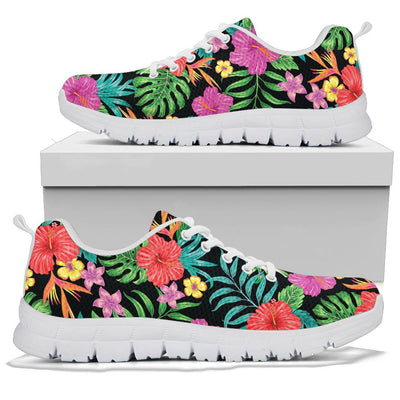 Hibiscus Red Hawaiian Flower Sneakers White Bottom Shoes