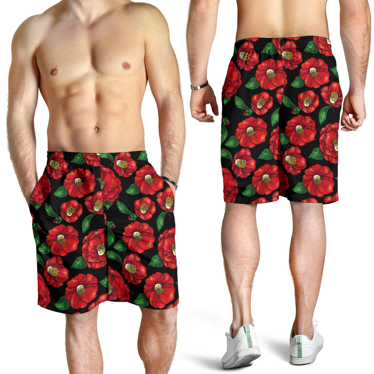 Camellia Pattern Print Design CM07 Mens Shorts