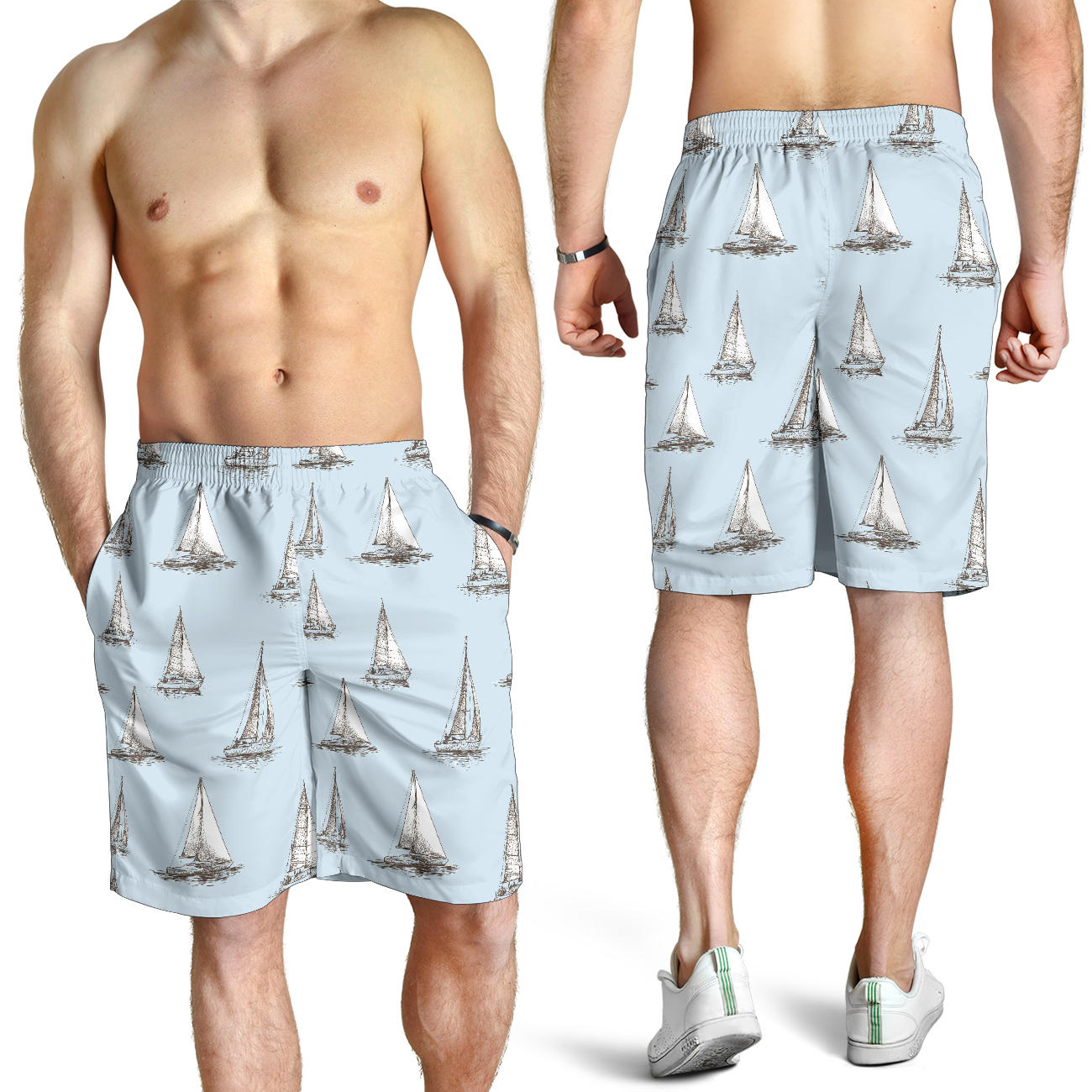 Sailing Ships Pattern Print Design A01 Mens Shorts