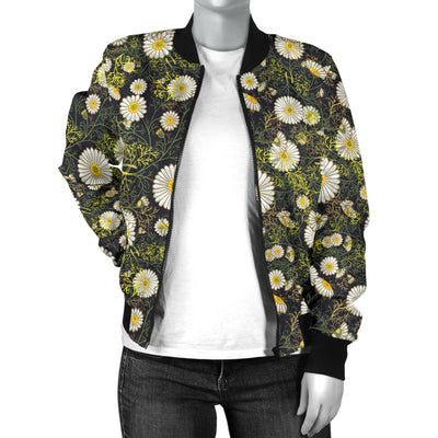 Daisy Pattern Print Design 03 Women's Bomber Jacket