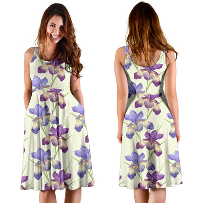 Iris Pattern Print Design IR08 Midi Dress