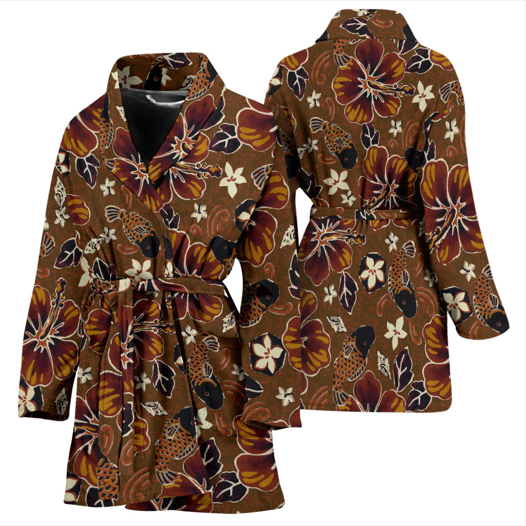 Hawaiian Themed Pattern Print Design H01 Women Bathrobe