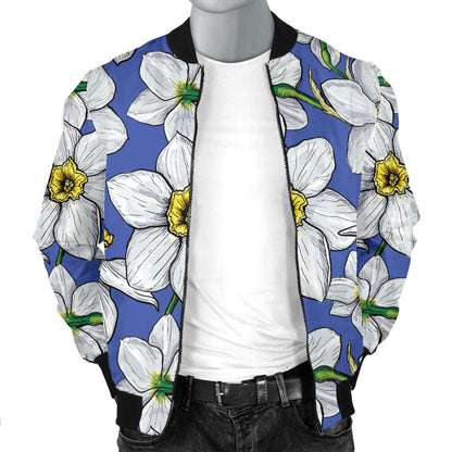 Daffodils Pattern Print Design DF08 Men Bomber Jacket