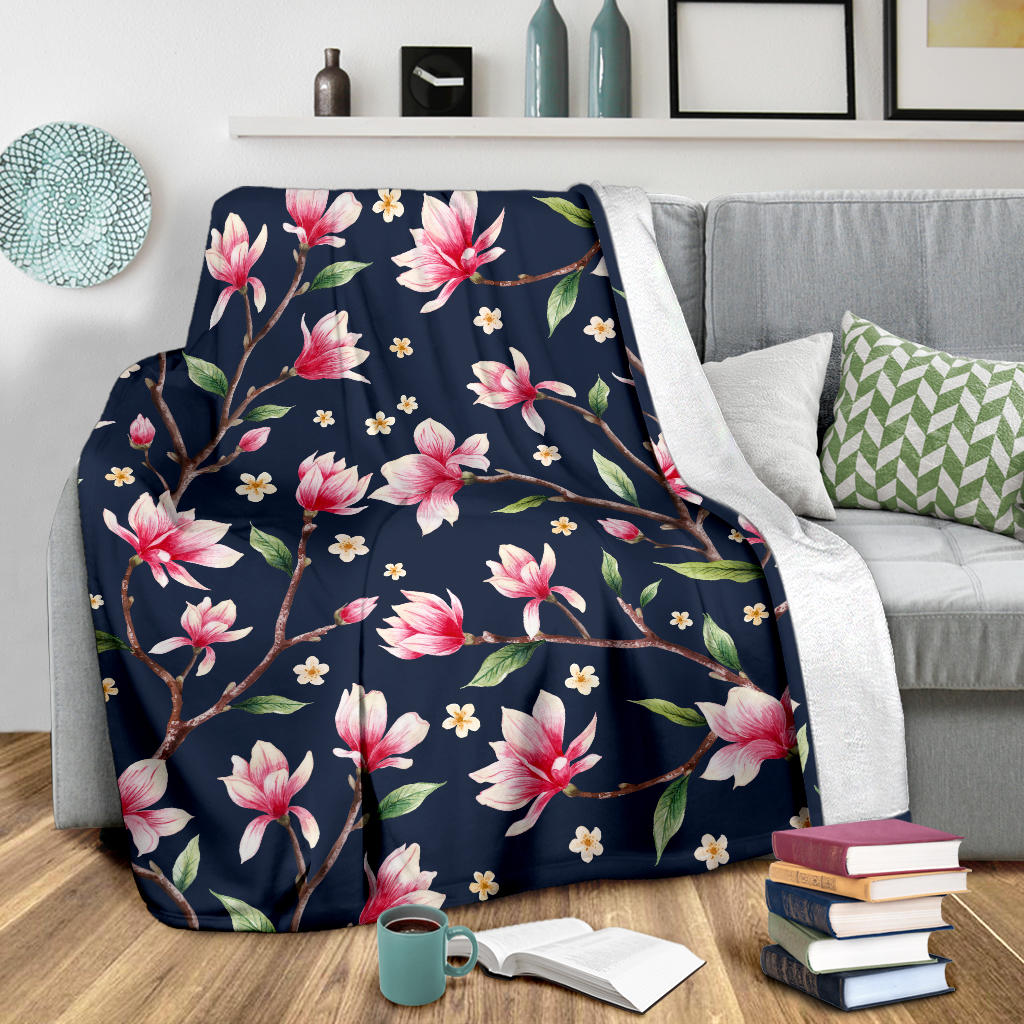 Magnolia Pattern Print Design MAG09 Fleece Blanket