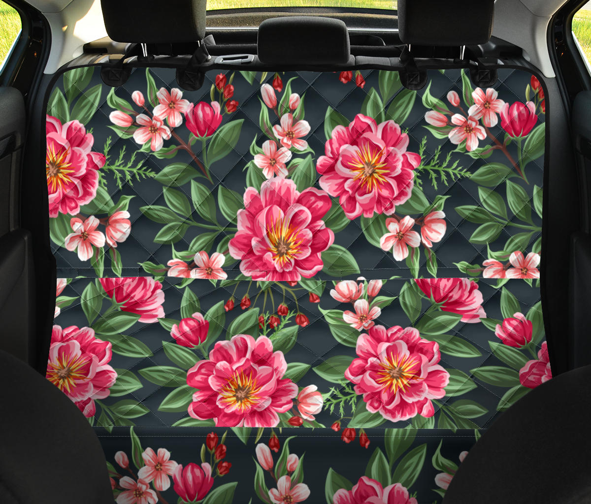 Summer Floral Pattern Print Design SF06 Rear Dog  Seat Cover