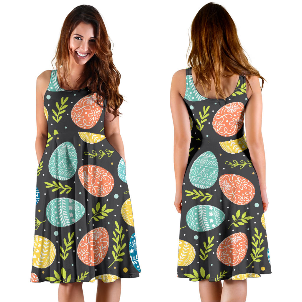 Easter Eggs Pattern Print Design RB01 Midi Dress