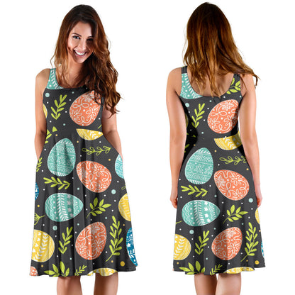 Easter Eggs Pattern Print Design RB01 Midi Dress