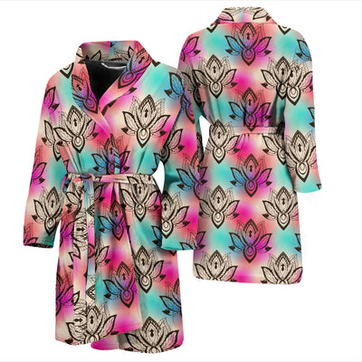 Lotus Boho Pattern Print Design LO02 Men Bathrobe