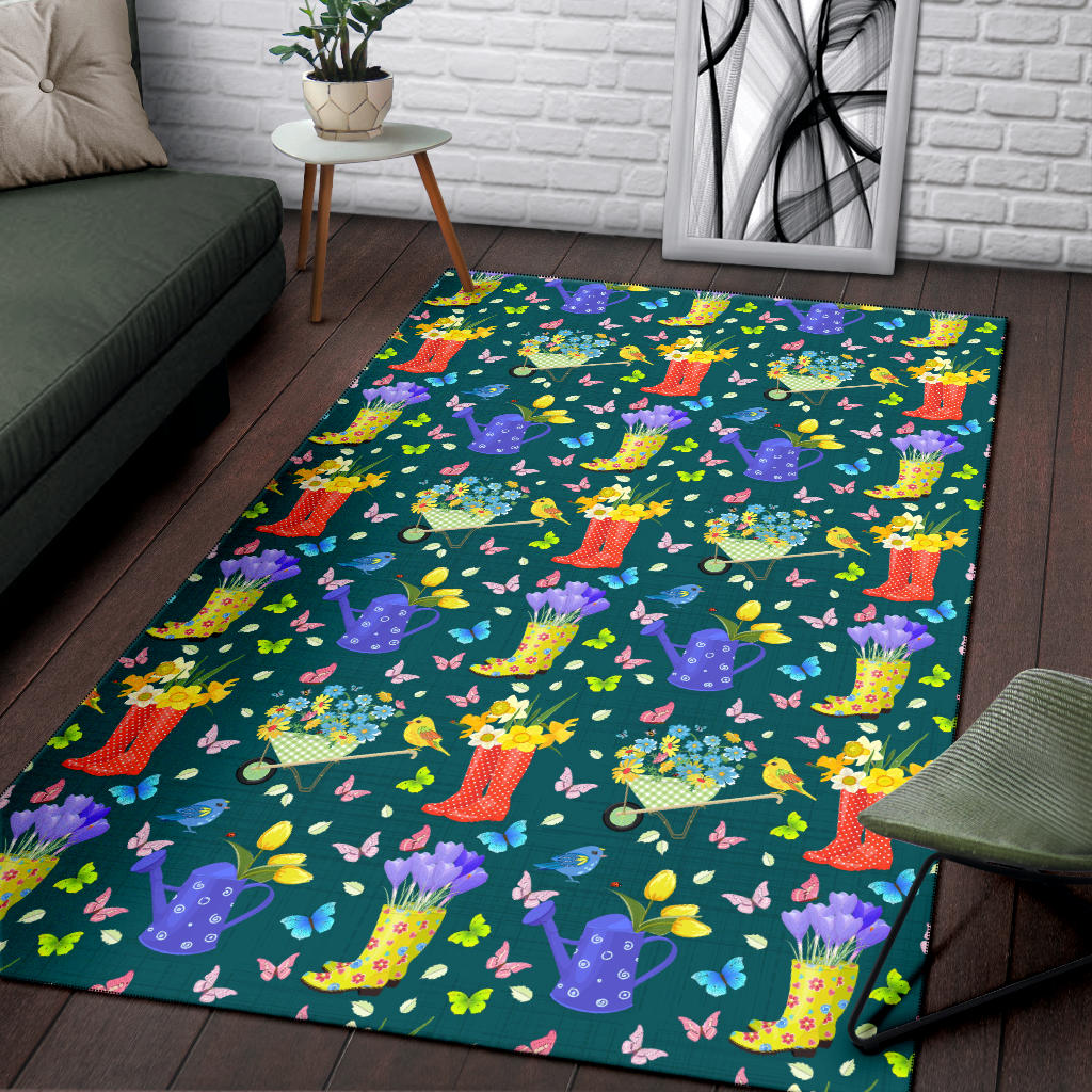 Gardening Pattern Print Design G08 Area Rugs