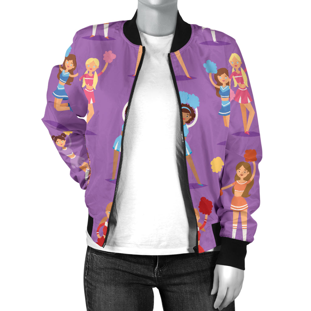 Cheerleader Pattern Print Design 02 Women's Bomber Jacket