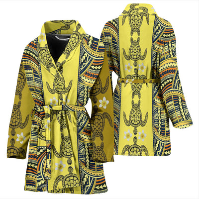 Polynesian Turtle Hawaiian Design Print Women Bathrobe