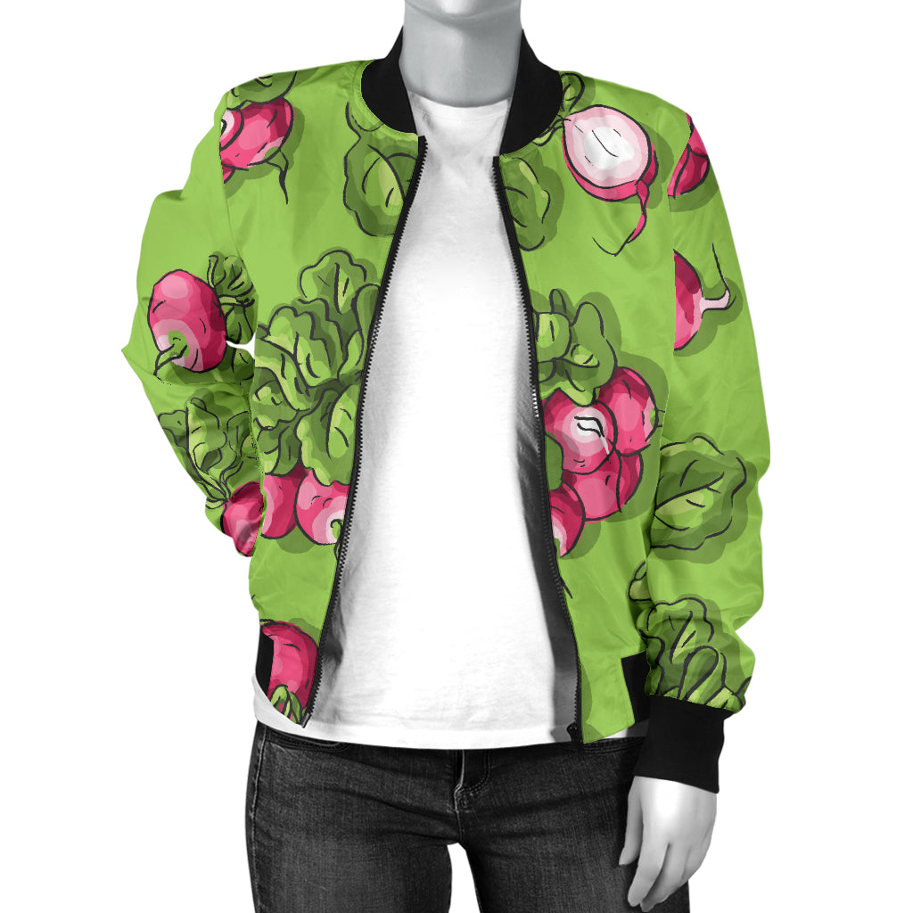 Radish Pattern Print Design A05 Women's Bomber Jacket