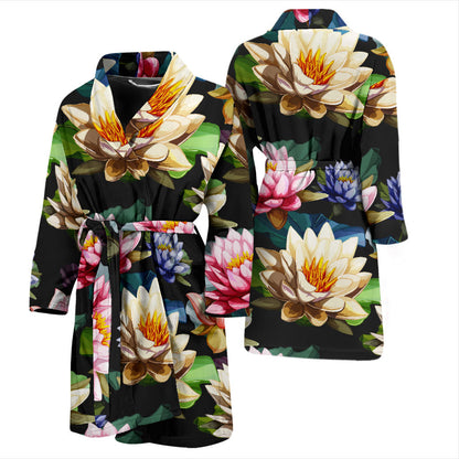 Water Lily Pattern Print Design WL02 Men Bathrobe