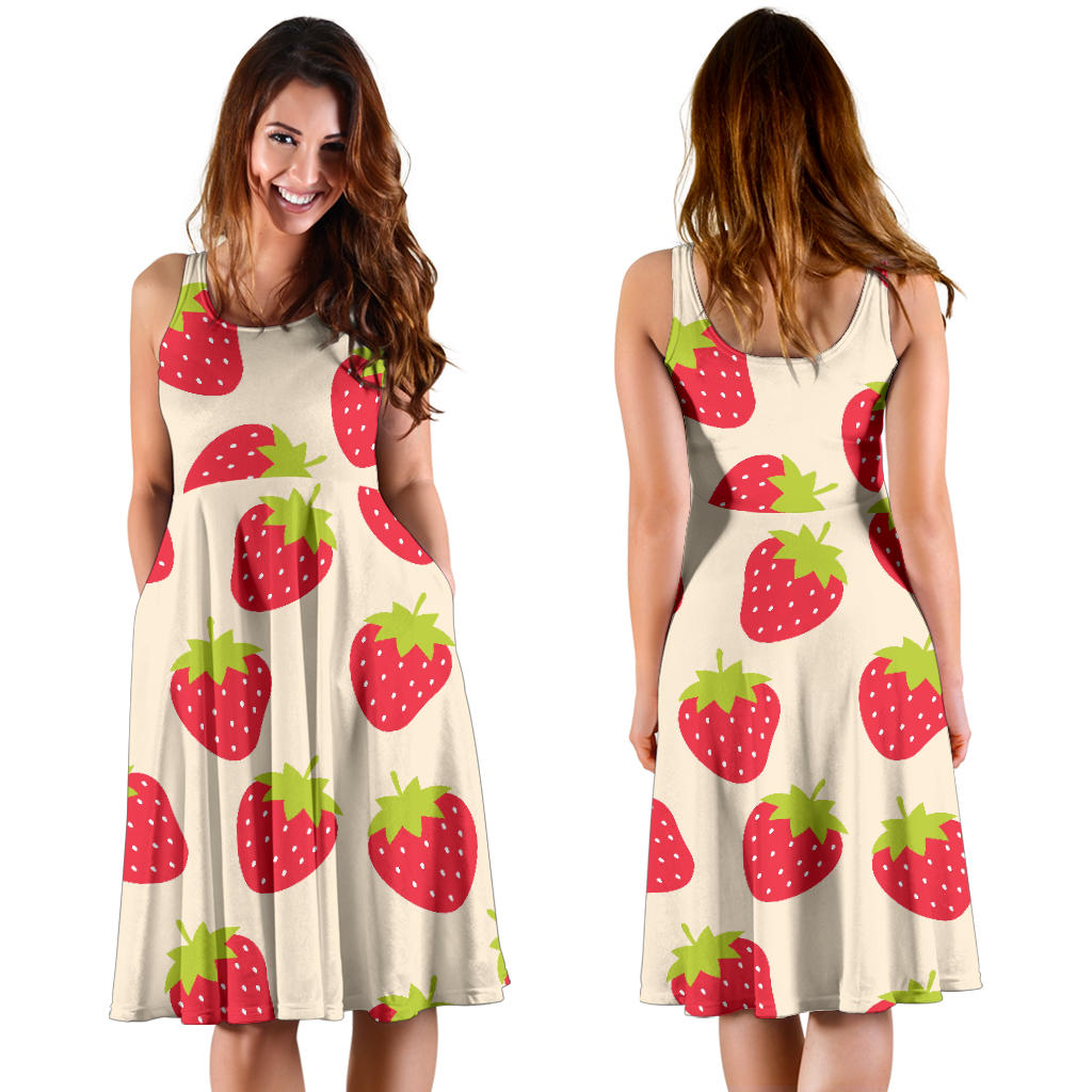 Strawberry Pattern Print Design SB02 Midi Dress