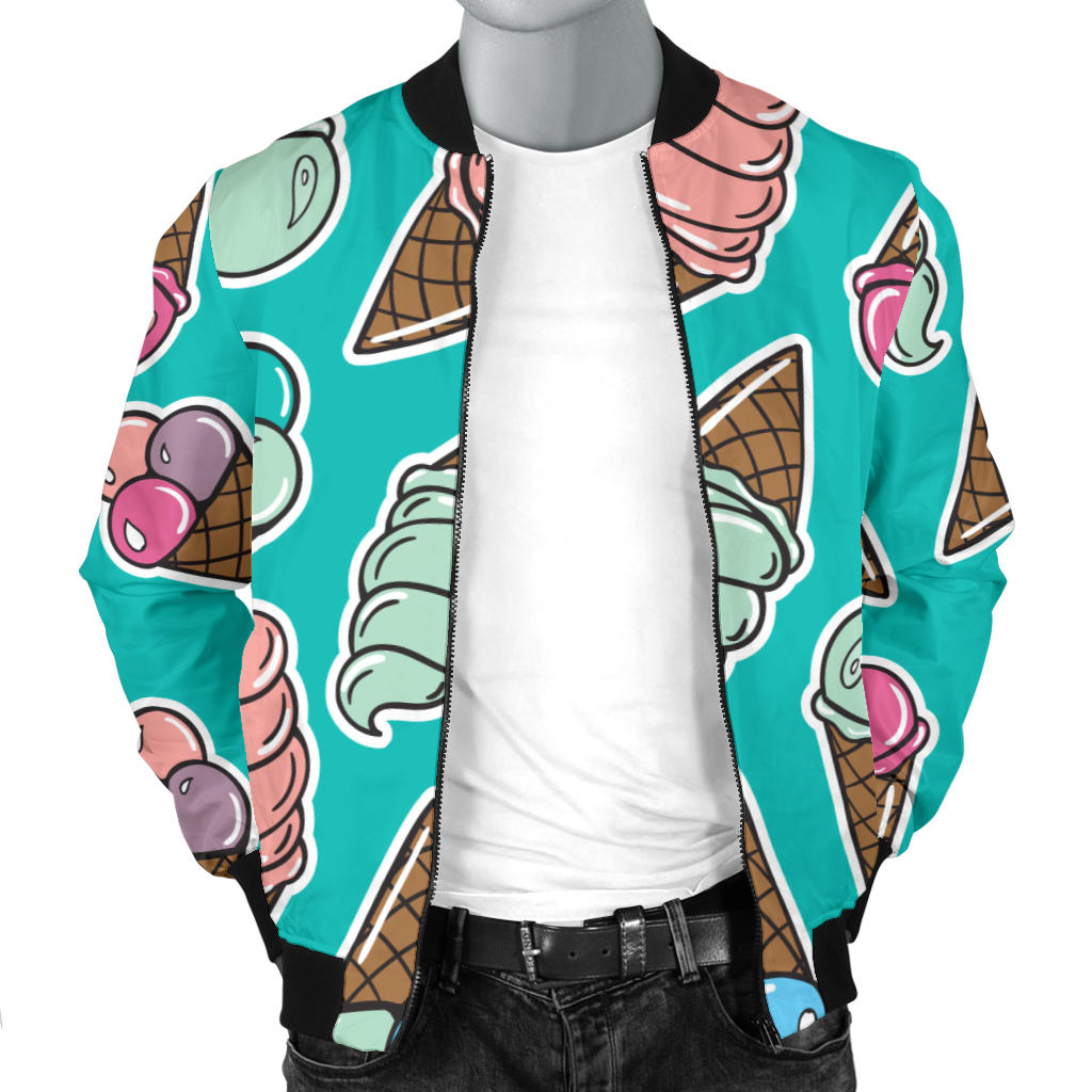 Ice Cream Pattern Print Design IC01 Men Bomber Jacket