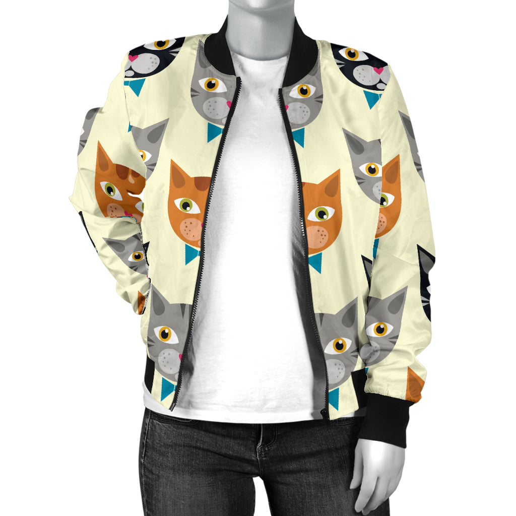 Cat Pattern Print Design 05 Women's Bomber Jacket