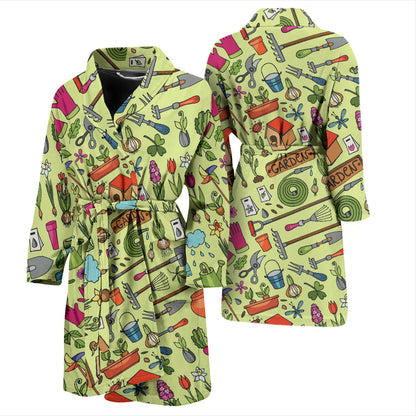 Gardening Pattern Print Design G02 Men Bathrobe