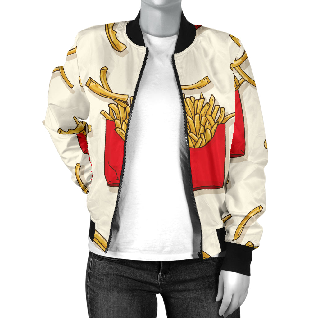French Fried Pattern Print Design 01 Women's Bomber Jacket