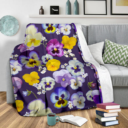 Pansy Pattern Print Design PS02 Fleece Blanket
