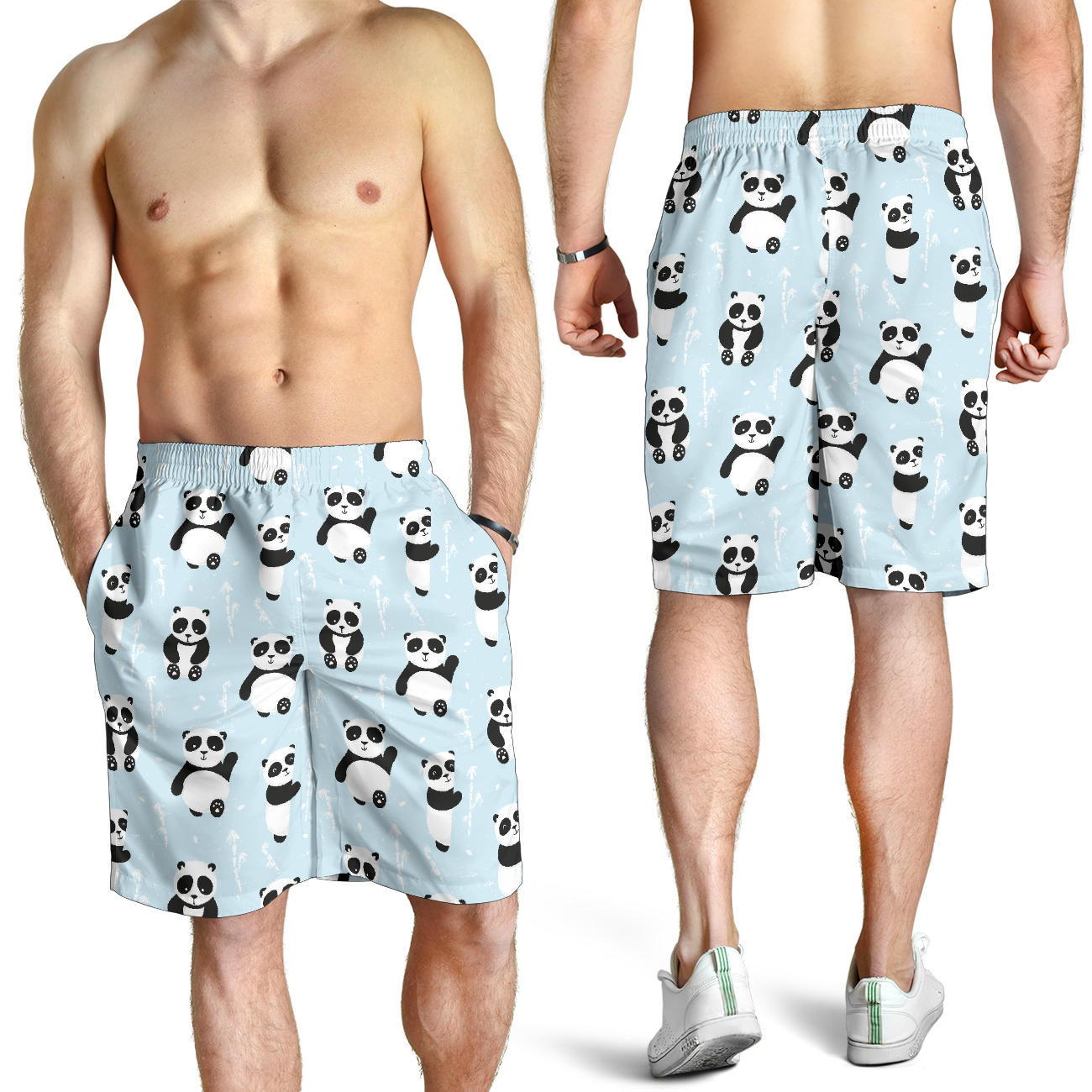 Panda Pattern Print Design A01 Mens Shorts