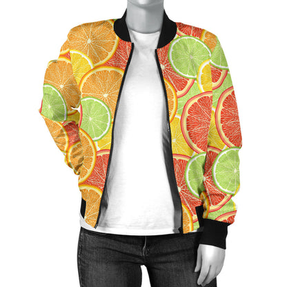 Grapefruit Pattern Print Design GF01 Women Bomber Jacket