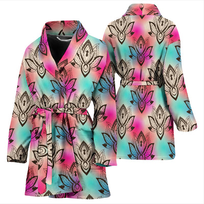 lotus Boho Pattern Print Design LO02 Women Bathrobe