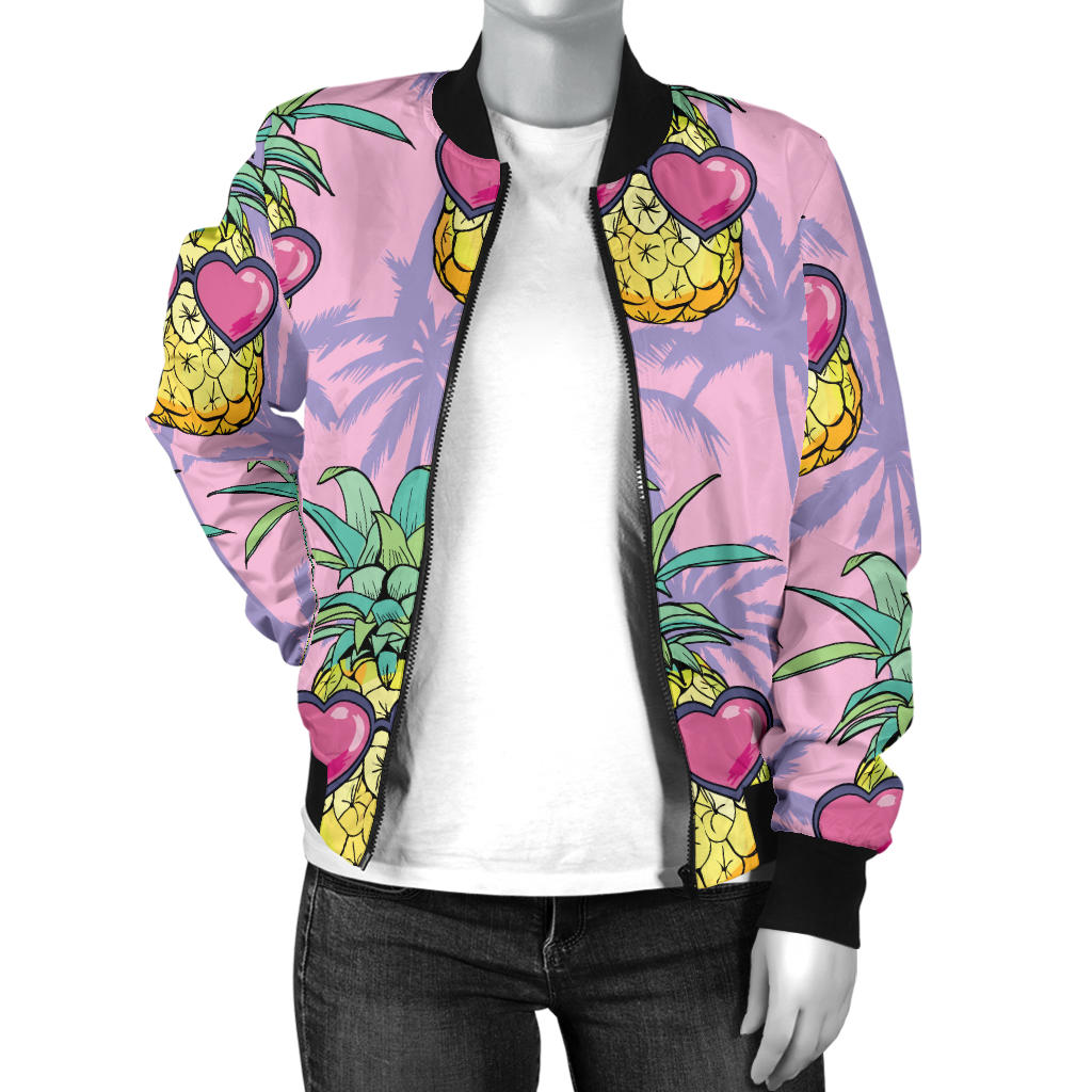 Pineapple Pattern Print Design PP06 Women Bomber Jacket