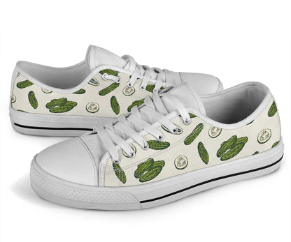 Cucumber Pattern Print Design CC05 White Bottom Low Top Shoes