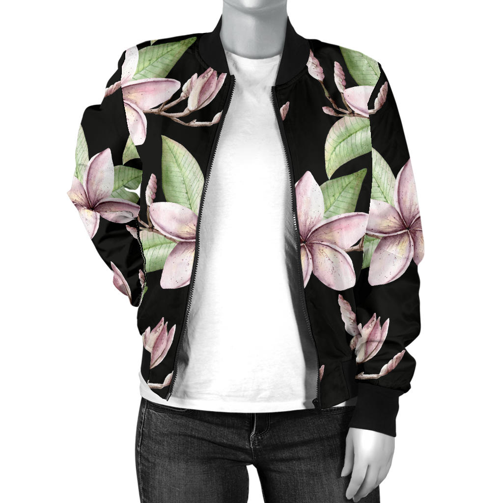 Plumeria Pattern Print Design PM02 Women Bomber Jacket