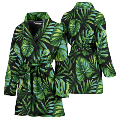 Palm Leaves Pattern Print Design PL013 Women Bathrobe