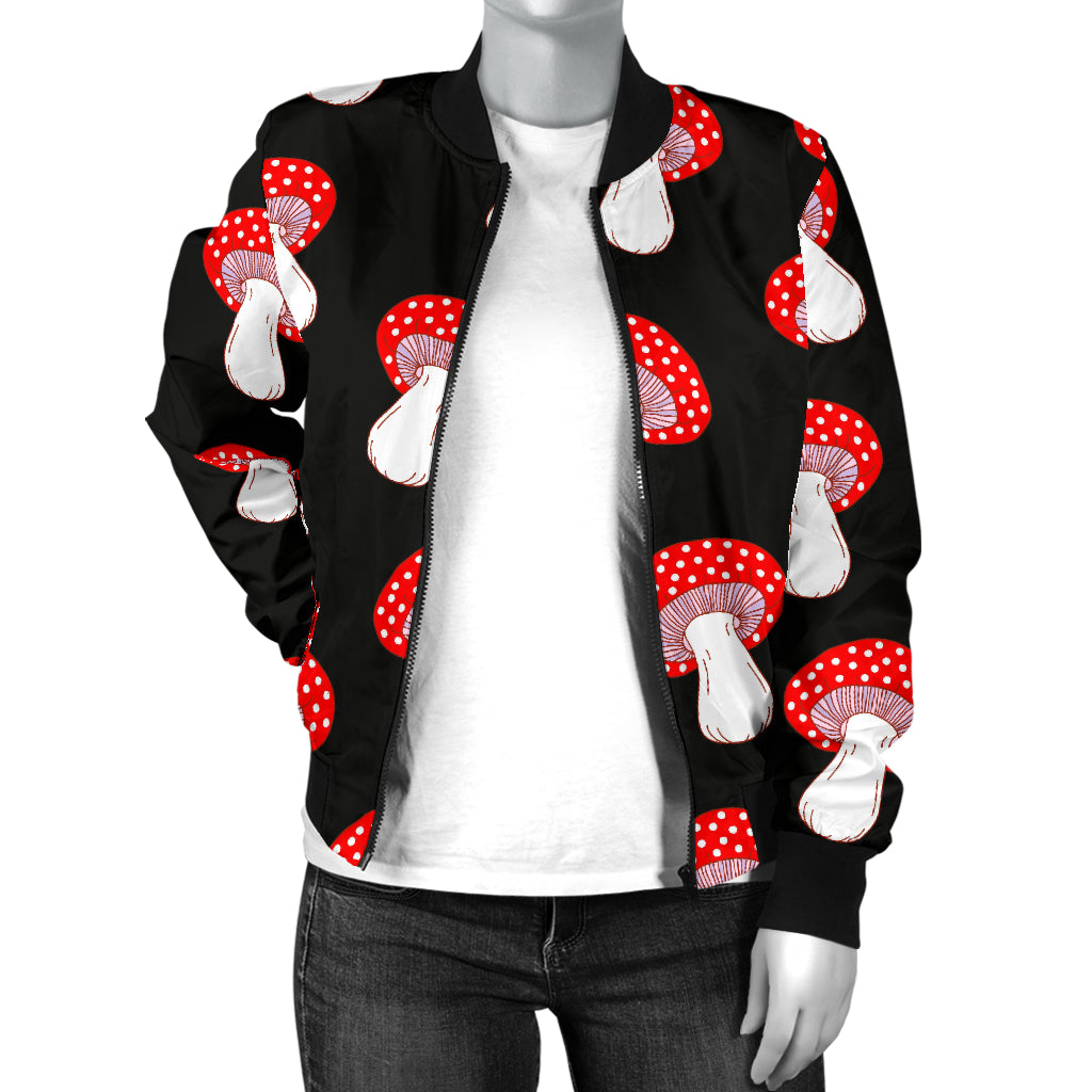 Mushroom Pattern Print Design A02 Women's Bomber Jacket
