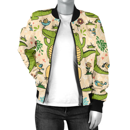 Alligator Pattern Print Design 01 Women's Bomber Jacket
