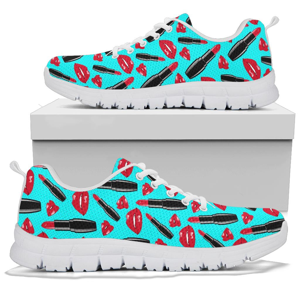 Lipstick Pattern Print Design LT02 Sneakers White Bottom Shoes