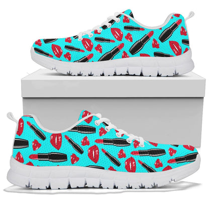 Lipstick Pattern Print Design LT02 Sneakers White Bottom Shoes