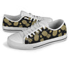 Gold Pineapple Hibiscus White Bottom Low Top Shoes