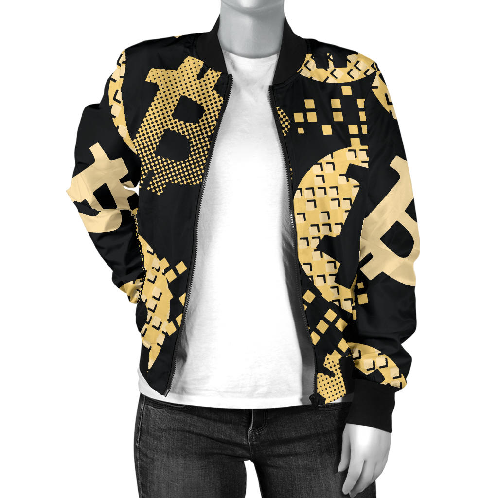 Bitcoin Pattern Print Design DO06 Women Bomber Jacket
