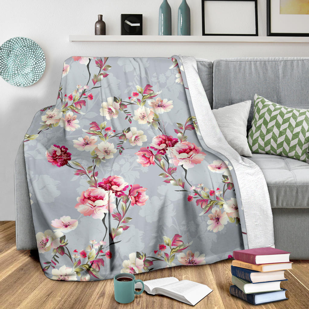 Summer Floral Pattern Print Design SF02 Fleece Blanket
