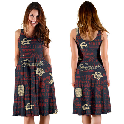 Hawaiian Themed Pattern Print Design H017 Midi Dress