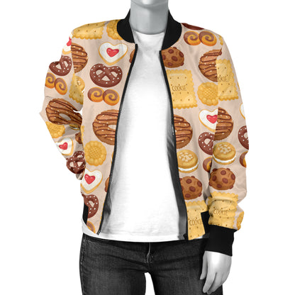 Cookie Pattern Print Design 02 Women's Bomber Jacket