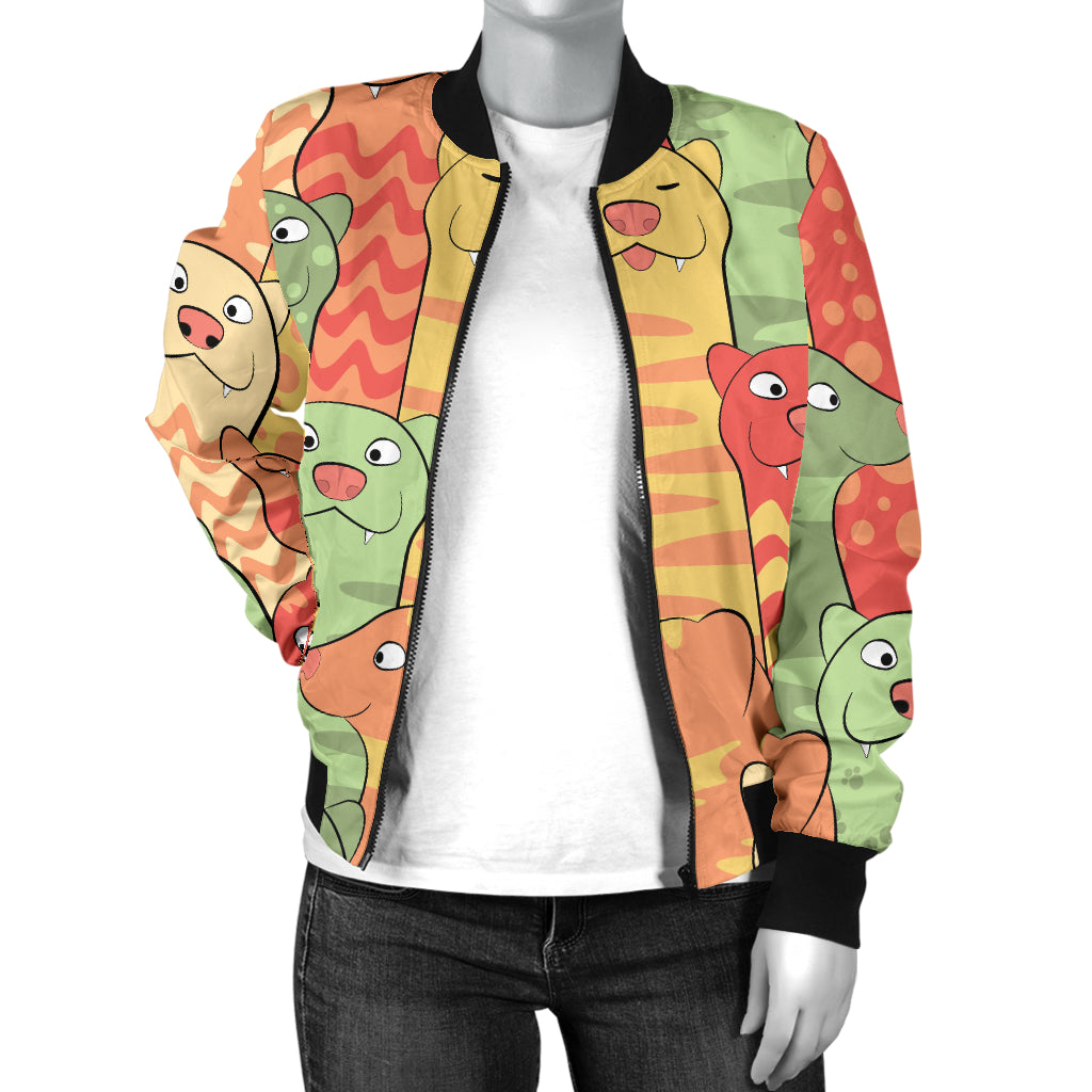 Ferret Pattern Print Design 01 Women's Bomber Jacket