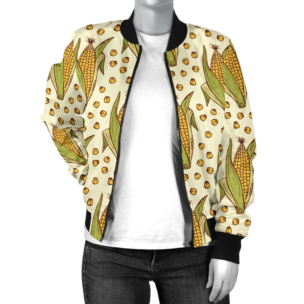 Corn Pattern Print Design 01 Women's Bomber Jacket