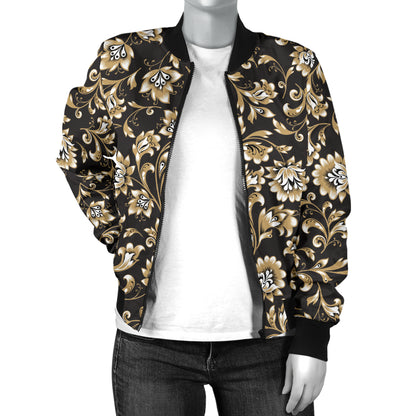 Brocade Pattern Print Design 03 Women's Bomber Jacket