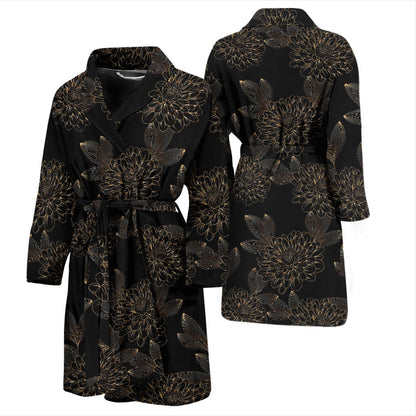 Dahlia Pattern Print Design DH04 Men Bathrobe