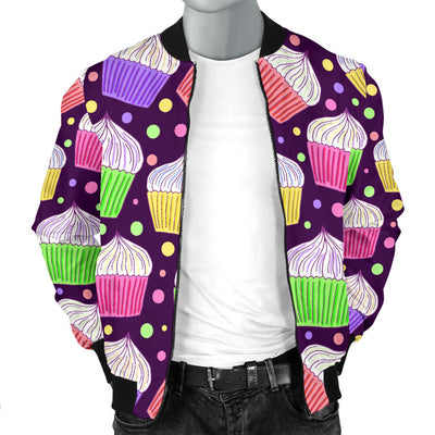 Cupcake Pattern Print Design CP07 Men Bomber Jacket