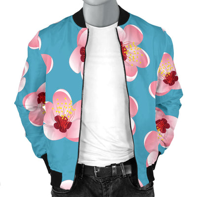 Cherry Blossom Pattern Print Design CB09 Men Bomber Jacket