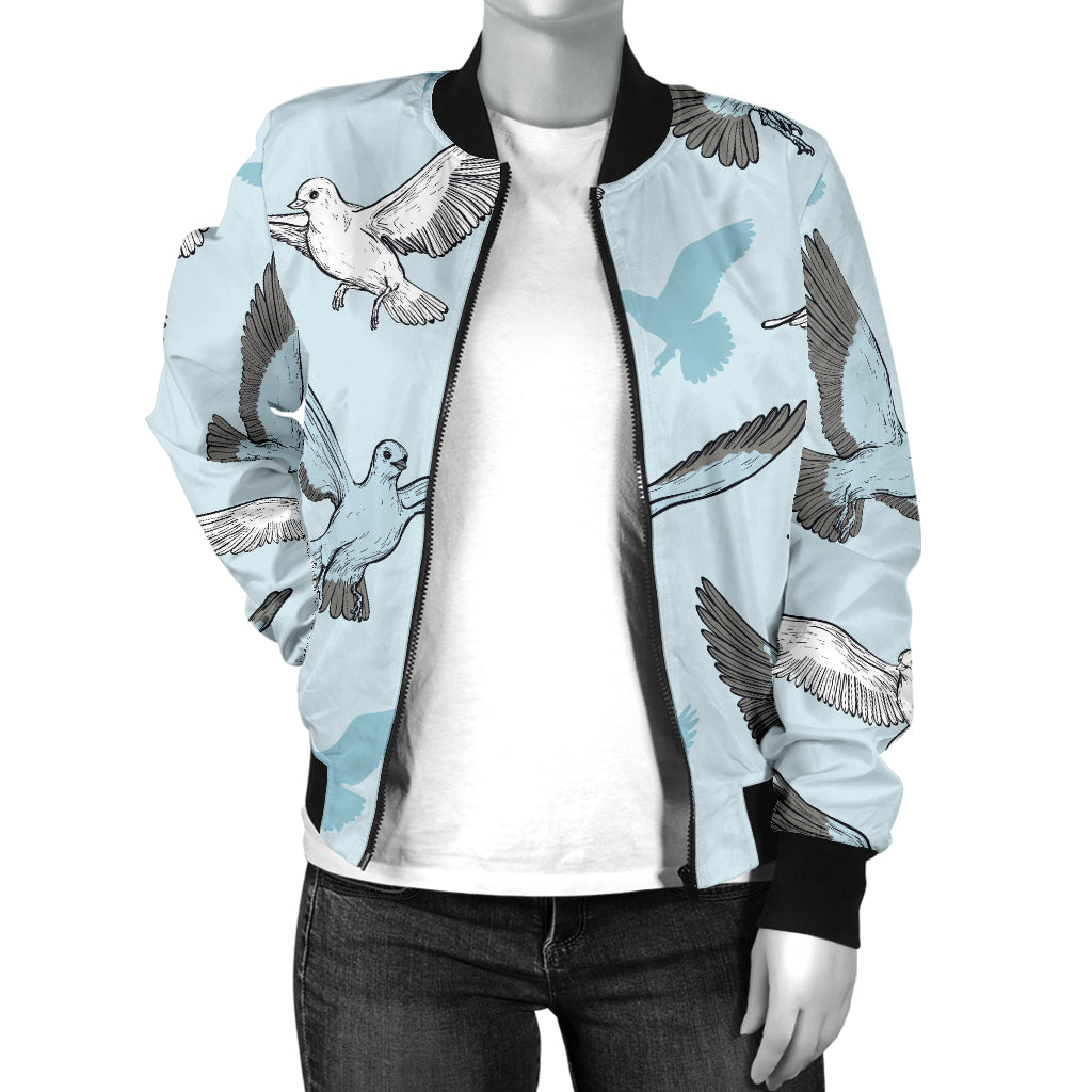 Pigeon Pattern Print Design 03 Women's Bomber Jacket