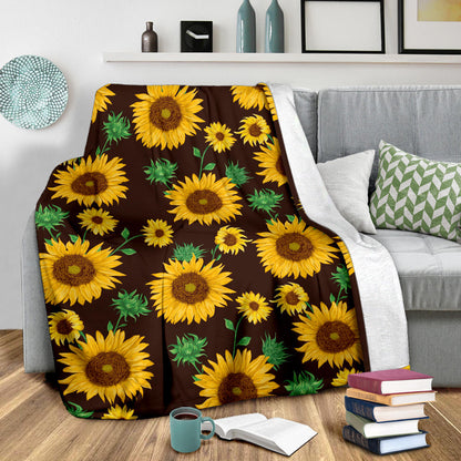 Sunflower Pattern Print Design SF01 Fleece Blanket