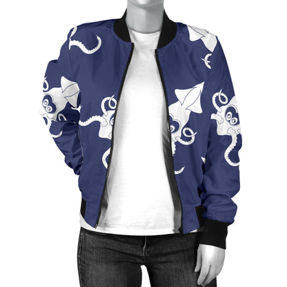 Giant Squid Pattern Print Design 02 Women's Bomber Jacket