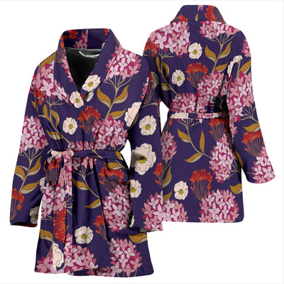 Hydrangea Pattern Print Design HD010 Women Bathrobe